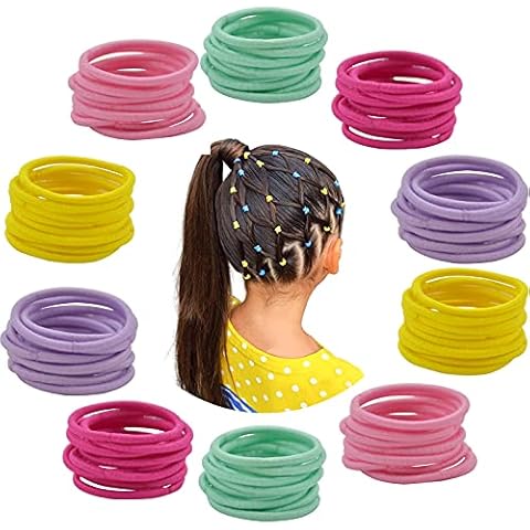 100PCS Baby Hair Tie, Multicolor Hair ties No Crease Elastic Hair Bands No Metal Ponytail Holders for Kids Girls Infants Toddlers Cover