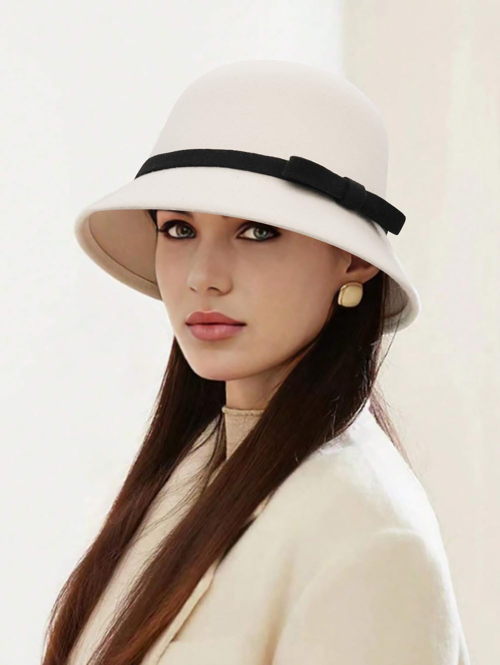 Damen Filzglocke, Vintage-Stil, Bowler-Hut