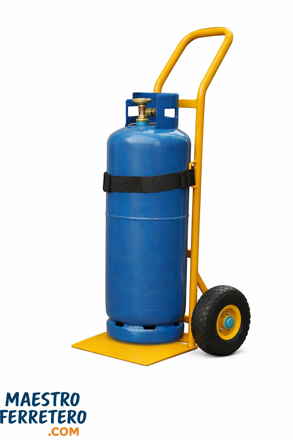 Carretilla Porta Botella de Gas Profesional con Ruedas Impinchables de 260 mm y Capacidad Máxima de 200 kg - Maestro Ferretero