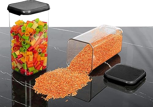 Image of TEKCOOL Air Tight Kitchen Containers Set (Pack of 8, 1500 ML) for Storage Pulses, Cereals, Grains, Dry Fruits, Pantry Organization and More, Food Grade, BPA Free, Stackable, Transparent:, Plastic