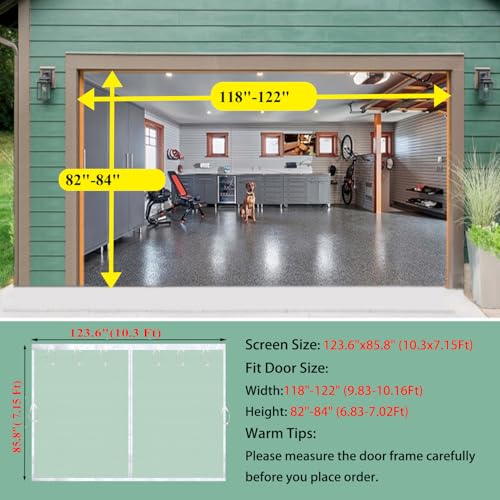 Image of Magnetic Garage Door Screen 10x7ft for 1 Single Car Mesh Net Curtain, Pets Friendly, Retractable Fiberglass Doors Cover Closure for Carport Patio Balcony Porch Backyard RV (White, for 10x7ft)