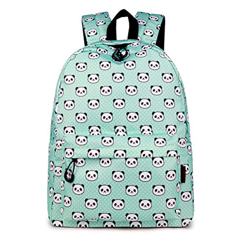 Fieans Mode Rucksack Kinder Schulrucksack Panda Druck Freizeit Daypack wasserdichte Polyester Schultaschen für Mädchen und Jungen - Grün Cover