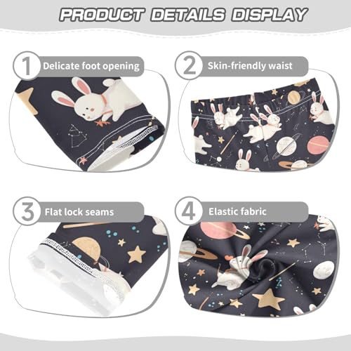 Wusikd Space Stars Girls' Leggings Toddler Doodles Moon Planet Kids Yoga Pants Dance Active Tights 4T3