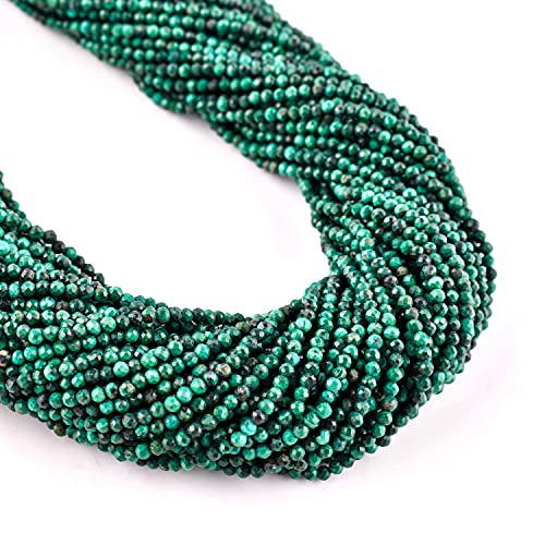 Qnavic Natural Malachite Gemstone Micro Faceted Rounds Beads Strand Drilled Stone Chakra Healing Crystals Diy Jewelry Making Wholesale Bulk Loose Supply Strand 30Cm (1 Strand) #TOP28