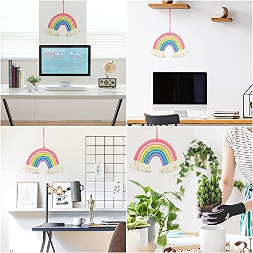 JJQHYC Rainbow Tapestry Macrame Wall Hanging Hand Woven Tapestry Tassels Lovely Rainbow Bedroom Nursery Wall Decoration