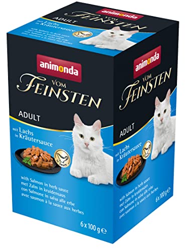 Animonda Vom Feinsten Adult Katzenfutter, Nassfutter für ausgewachsene Katzen, mit Lachs in Kräutersauce, 6 x 100 g