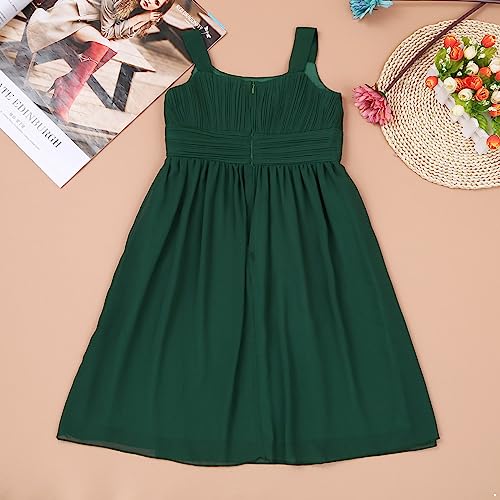 Jelory Kids Girls Wide Shoulder Straps Pleated Chiffon Flower Dress Junior Bridesmaid Wedding Gown4