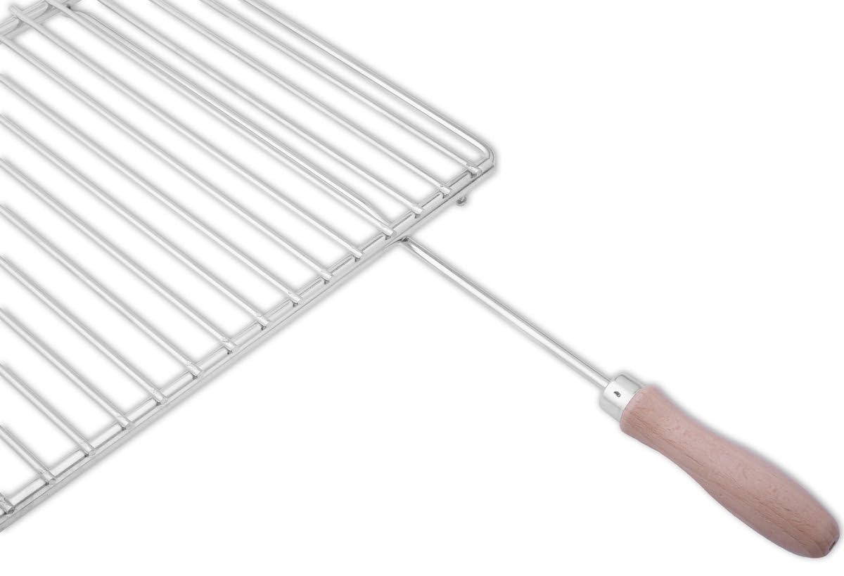 Griglia barbecue inox regolabile 50–60 × 30 cm con manici