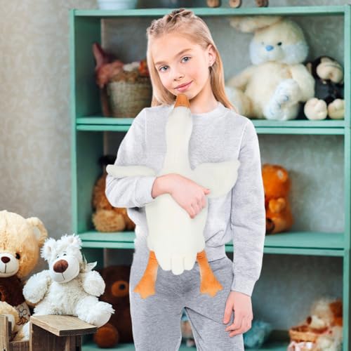 SKIPTHYBER Gans Kuscheltier, Ente Stofftier Plüsch Gans Kissen Puppe, Kinder Weiches Gans Plüschtier Ideal Als Schlafbegleiter Und Dekoration (50cm)