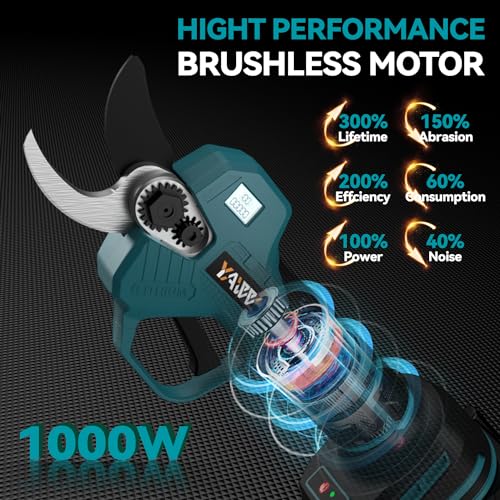 Image of Electric Pruning Shears for Makita 18V Battery, Portable Brushless Pruning Shears with LCD Display＆SK5 Blades, Adjustable Cutting Diameter 0.8-1.2 Inch for Gardening Tree Pruning(Tool Only)