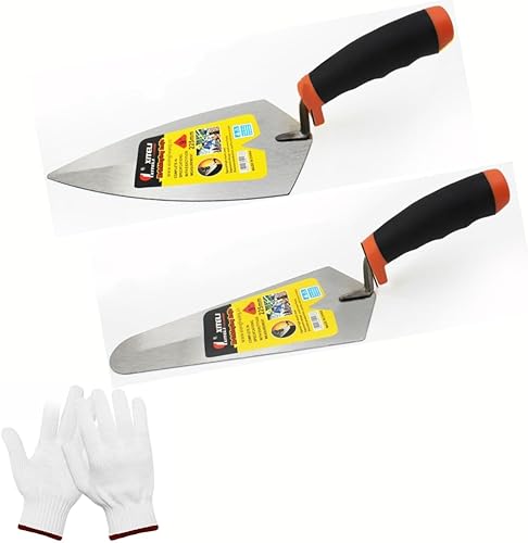 Juego de 2 palas de señalar, construcción con pala de albañilería de mango suave, pala de yeso, utilizada en construcción al aire libre e interior,