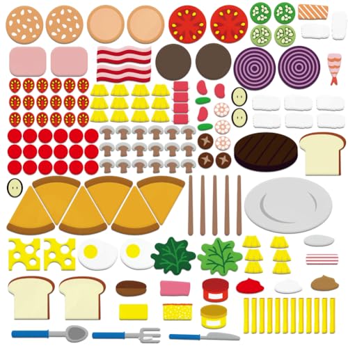 BEUNITONE 130 Pcs Felt Fruits and Vegetables Learning Pieces My Plate Precut Flannel Felt Board Figures Preschool The Very Hungry Precut Pieces for Flannel Board Gifts