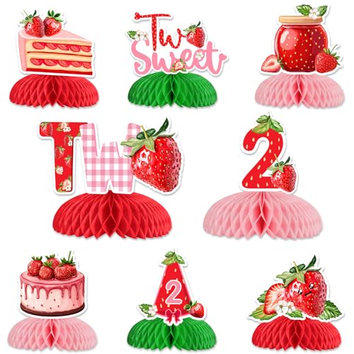 Adornos de mesa de fresa Jollyboom de doble cara para fiesta infantil
