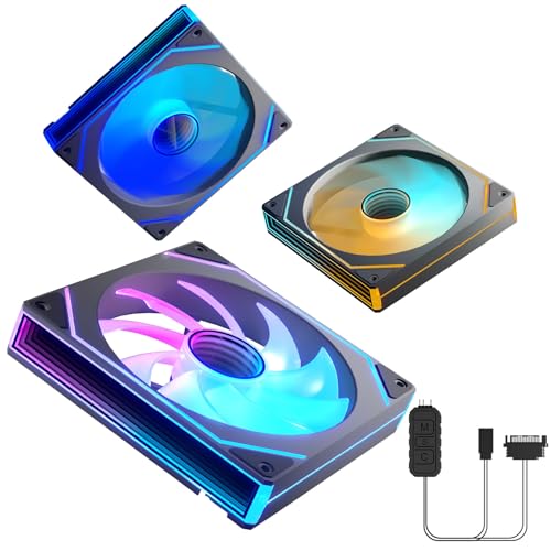 3Pack 140mm ARGB Case Fan with Mini ARGB Controller Infinity Mirror Design Cooling Fan Silent 140mm CPU PWM Fan Forward