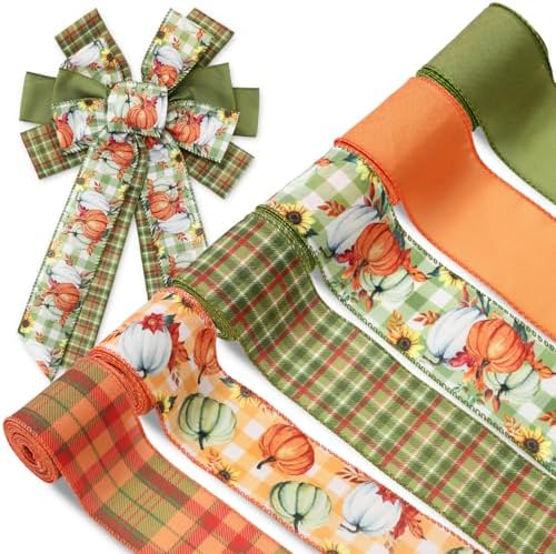 Fall Restriction Ribbon Amazon.com: Whaline 6 Rolls Fall Wired Edge Ribbons Orange Green ...