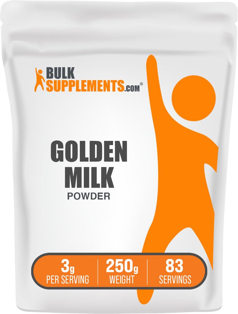 BulkSupplements.com Golden Milk Powder - Golden Milk with Turmeric and Ginger, Black Pepper and Cinnamon Powder, Superfood Supplement - Gluten Free, 3g per Serving, 250g (8.8 oz) (Pack of 1) 8.8 Ounce (Pack of 1)