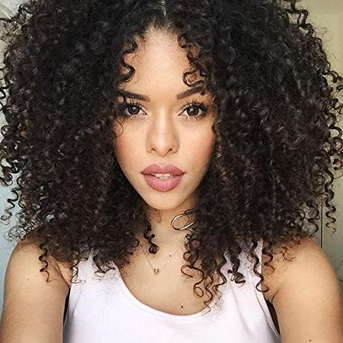 ZILING Brazilian Virgin Kinky Curly Hair Bundles With Frontal Free Part 100% Unprocessed Kinky Curly Human Hair 3 Bundles With Lace Frontal 13x4 Ear To Ear Natural Black 8A Grade(10 12 14+ frontal 10)