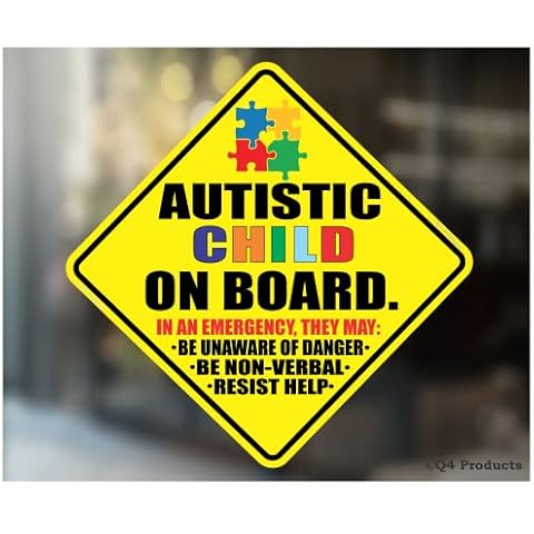 Autistic Child on Board Sticker - Kid with Autism on Board Sticker Decal for Window or Bumper | Made in The USA Cover