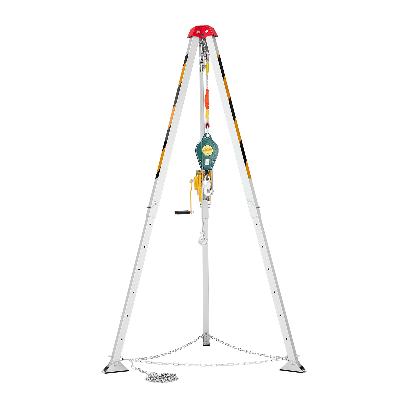VEVOR Kit Treppiede per Spazi Confinati, Paranco di Sollevamento per Treppiede di Salvataggio per Impieghi Gravosi, Verricello da 544 kg, Lunghezza Gambe Regolabili da 1,34 a 2,15 m, Cavo da 30 m