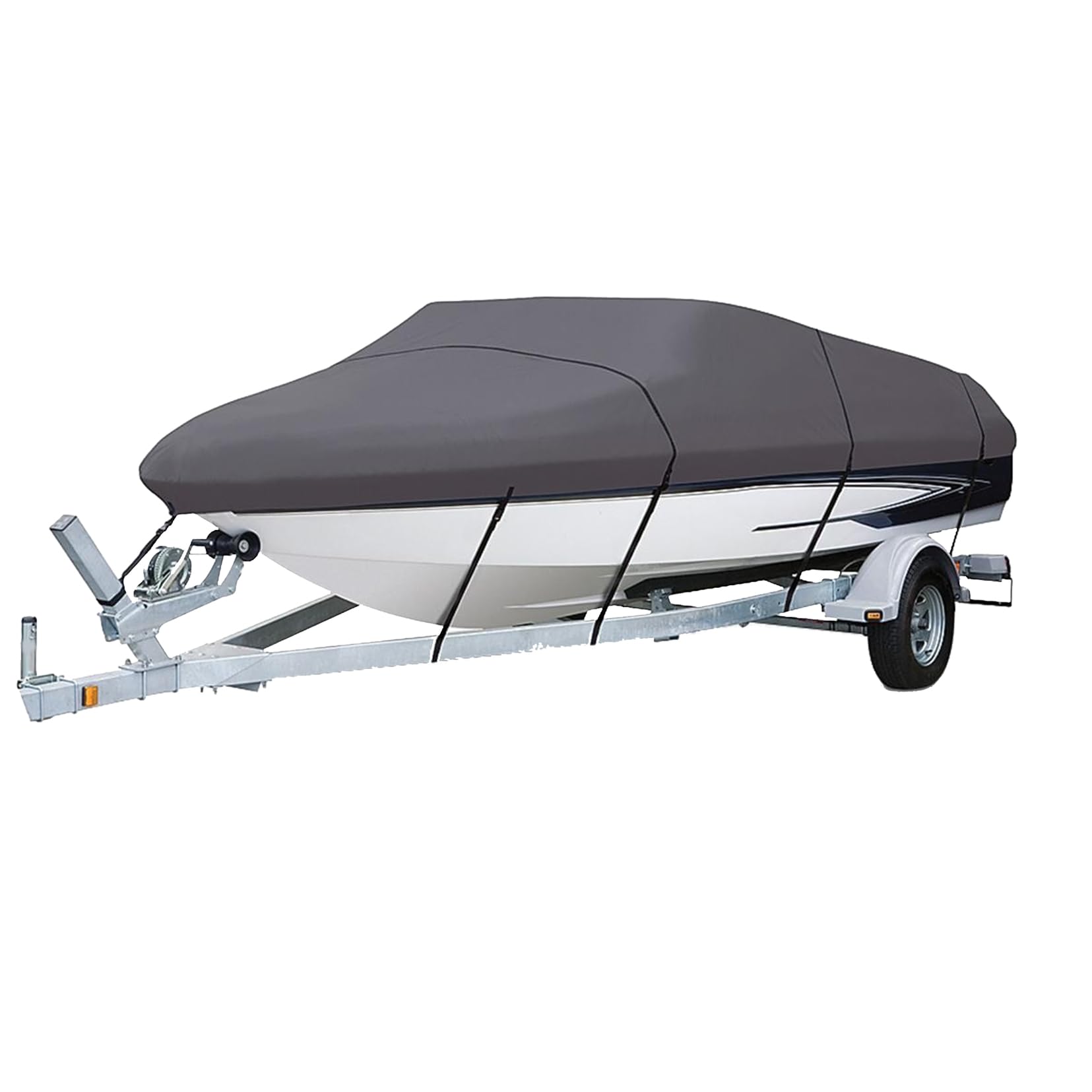 Bootspersenning Bootsabdeckung 420D Oxford Gewebe Wasserdicht Staub Schutz Persenning Anti- Persenning Bootsplane Passend für V-Hull Bass Boats Fisch-Ski Pro-Style Cover (Grau 20-22ft)