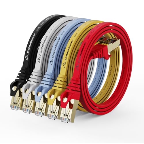 CableGeeker Cat 8 Ethernet Cable 1FT 5 Pack Multi Color, 40G