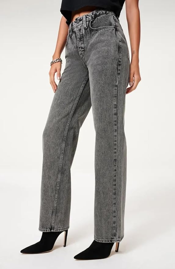 Good American Good '90s Icon Straight Leg Jeans in Black Size 4/273