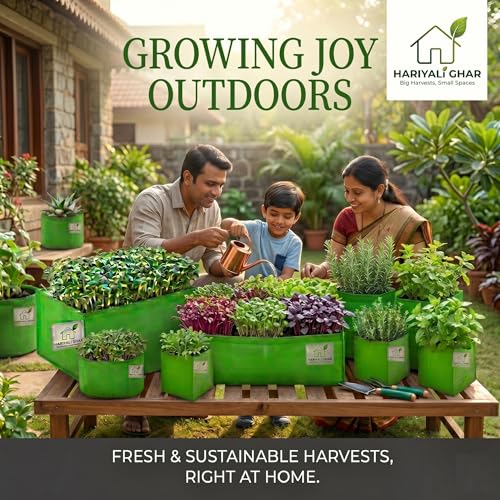 Image of Premium HDPE Grow Bag 15x6x6 Inch, 260 GSM UV Protected Plant Container, Small Rectangular Green Grow Bag for Gardening Pack of 8