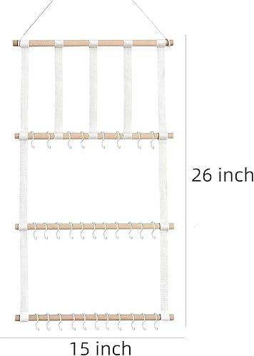 Miniatura 7 de Soporte para diadema, organizador de lazos de pelo de madera y algodón, soporte para lazos para el pelo del bebé, organizador de pinzas para el