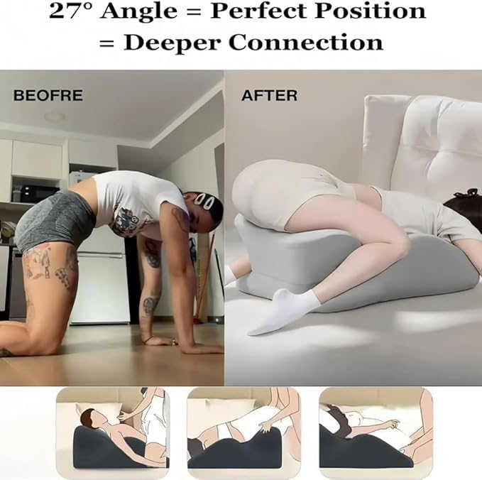 Couples Pillow for Intimacy, 27 Degree Sweet Spot Design, Fast Rebound Memory Foam for Cuddling, Reduces Physical Strain, Ideal for All Postures, Perfect for Romantic Nights, Body Positioner