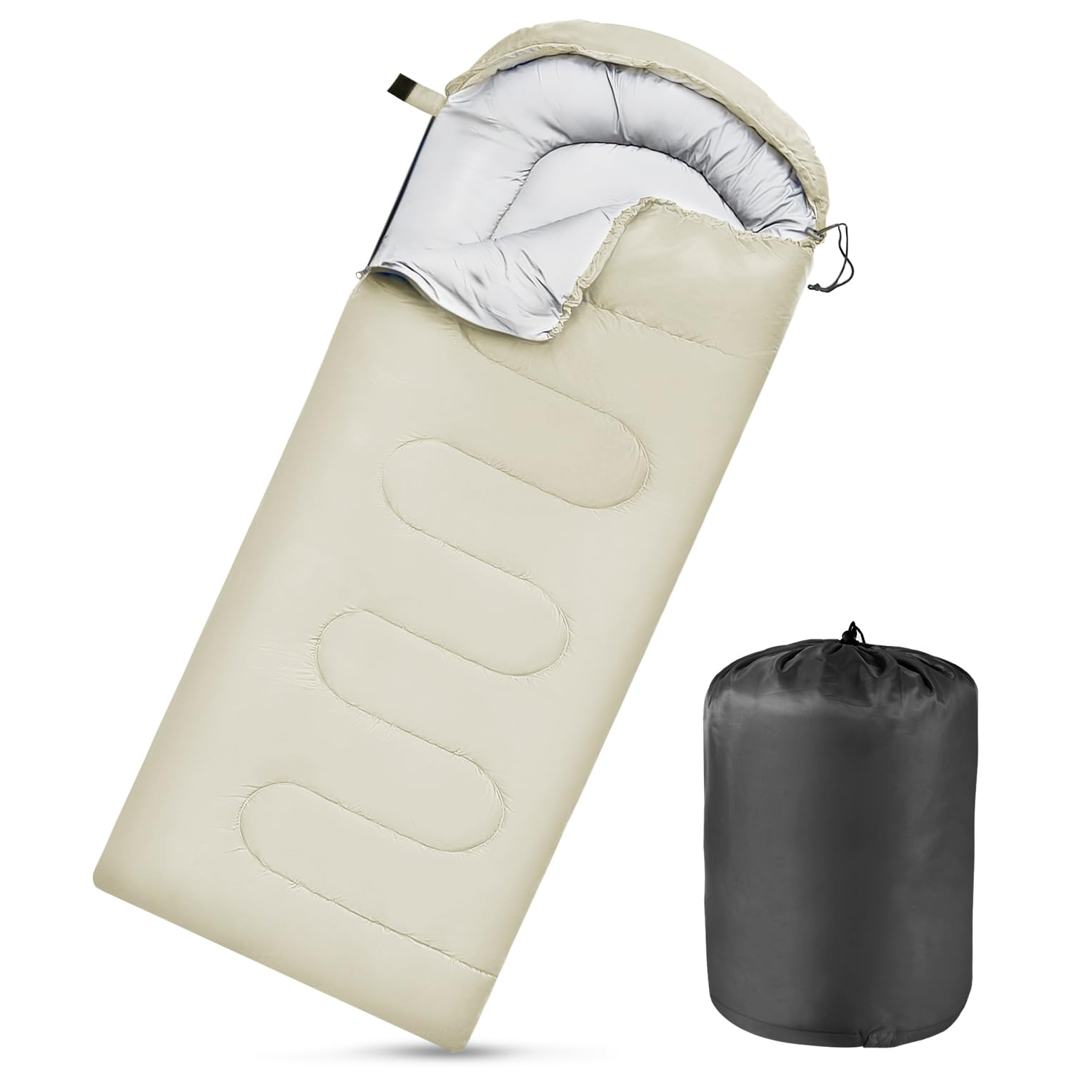Photo 1 of Camping Sleeping Bags for Adults Kids Waterproof Lightweight Sleeping Bag for Cold Weather or Warm Backpacking Hiking Mountaineering Indoor Outdoor Use (Grey)
