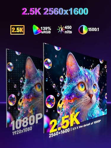 Image of 11 inch 2.5K Portable Monitor Touchscreen,HDMI for PC MacBook(Black) | 2560*1600,139% sRGB,Speaker,0.5ms touch response,450 nits,Mini HDMI,USB C,Alloy Metal Shell,Vertical Portrait