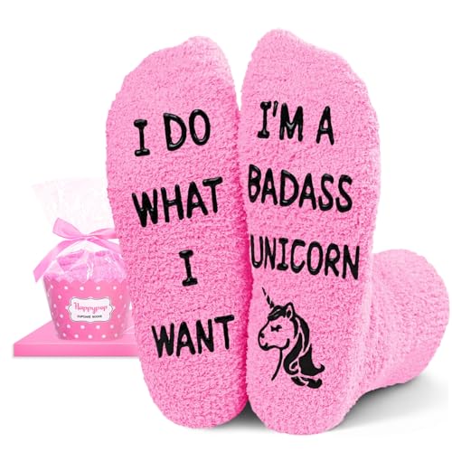 Image of HAPPYPOP Fuzzy Animal Socks for Women - Cute Unicorn, Horse, Cow and Goat Gifts for Her