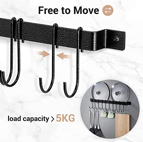 Image of Pan & Pot Lid Organizer Rack - Multifunctional Cookware for Cabinet, Pantry Chopping Board Holder, Space-Saving Kitchen Organizer, Black (L-17 x W-0.5 x H-1 Inches) 10 HOOK-rod