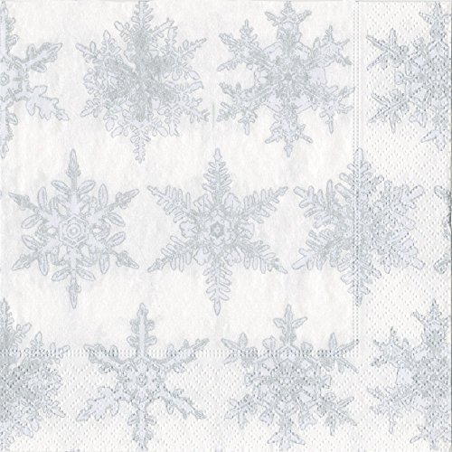 Entertaining with Caspari Falling Snow Cocktail Napkins, White, Pack of 20