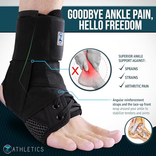 image for Z ATHLETICS Ankle Brace for Women & Men - Lace Up Adjustable Support w