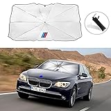 Car Windshield Sun Shade Umbrella UV Rays and Heat Sun Visor Protector, Foldable Car Sun Umbrella Block Heat Reflector Umbrella for BMW