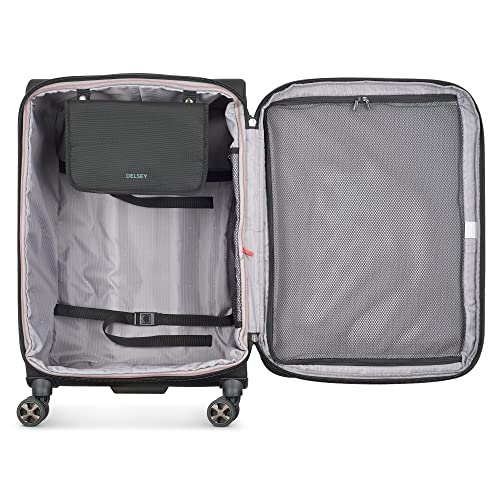 Image of DELSEY PARIS Helium DLX Softside Expandable Luggage with Spinner Wheels, Black, Checked-Medium 25 Inch