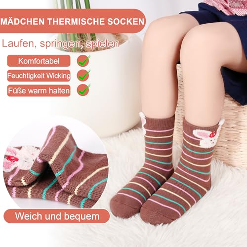 LAETBBE Kinder Socken Mädchen Warme Wintersocken Wandersocken Dicke Wolle Thermosocken Geschenke Kindersocken 5 Paar,9-12 Jahre