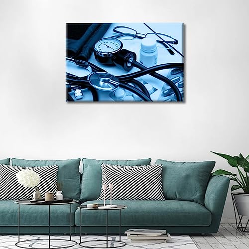 Image of TUMOVO Medical Examination Wall Art Home Decor Posters and Prints Medical Hospital Background Painting Wall Art for Living Room 1 Pieces Black and White Wall Art Framed Ready to Hang (16 inch Wx24 H)