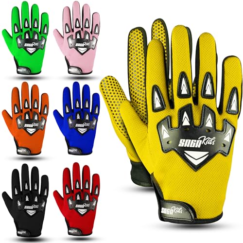 SAGA SPORTS Youth Motocross Gloves Pro-Grade Protection for Dirt Bike & BMX Riders | High-Performance Gear for Boys & Girls | Built for Future Champions
