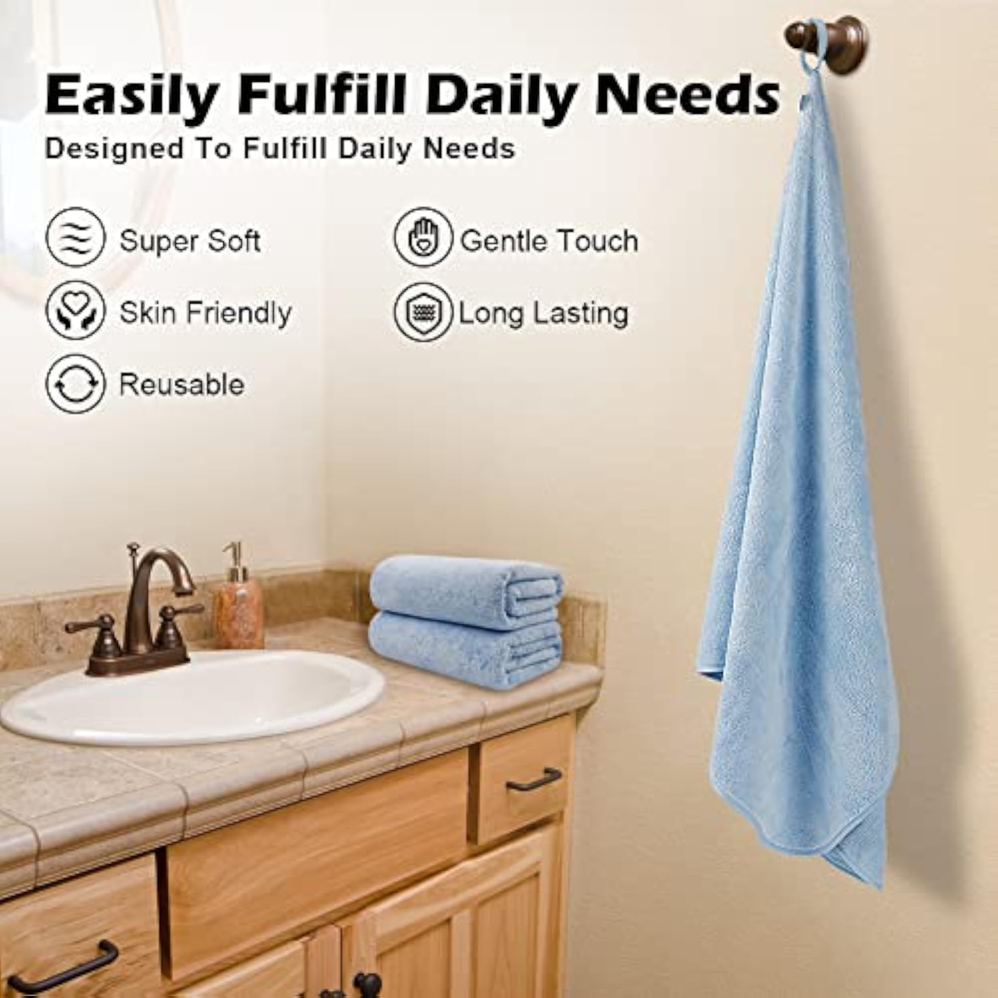 Soft Feel Bath Towels, 2 Pack (27'' x 54'')