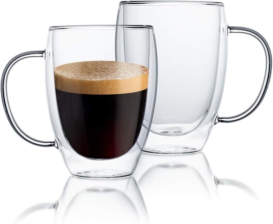 ANKUL Heat Resistant Double Wall Glass Coffee Mugs Clear Insulated Coffee Glass, Cappuccino Cups, Latte Cups, Beverage Glasses (350 ML Cup, 6) (B0CX1Z2BFP) Amazon Price History, Amazon Price Tracker