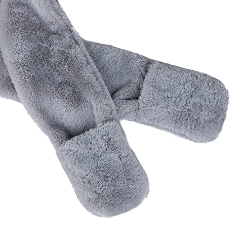 Image of Kids Winter Hat Scarf Mittens 3 in 1 Faux Fur Hat Hooded Scarf Earflap Cap Neck Warmer Fuzzy Hoodie Ski Snow Cap Gloves Set