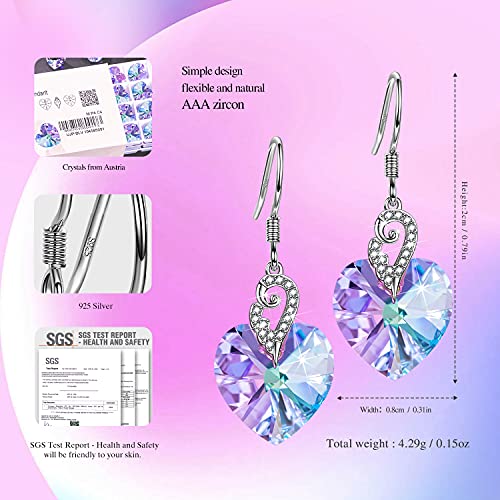 Kate Lynn Angel Wings 925 Sterling Silver Heart Earrings for Women, Packaged with Jewelry Box, Christmas Gift Birthday Gift Anniversary Jewelry Gift for Women, Symbol of Love, Beauty and Guardian2
