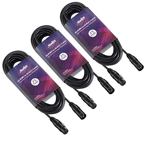 Moukey 25ft XLR 25 Feet Microphone Male to Female Mic Cables Cord, Black