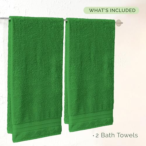 Image of Elegant Comfort Three Line Popcorn Towel Set for Bathroom 27 x 54 inches, Premium Hotel Quality 2-PACK Bath Towels, 100% Turkish Cotton, Soft and Durable, Quick Dry and Highly Absorbent, Emerald Green