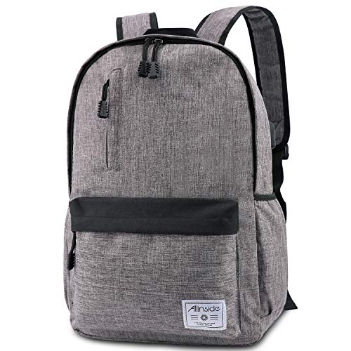 Preisvergleich Produktbild Allinside Rucksack Klassischen Schulrucksack Studenten Laptoprucksack mit USB Ladeanschluss und Kopfhörerbuchse, Reisen Daypack für 15 Zoll Laptops, Grau
