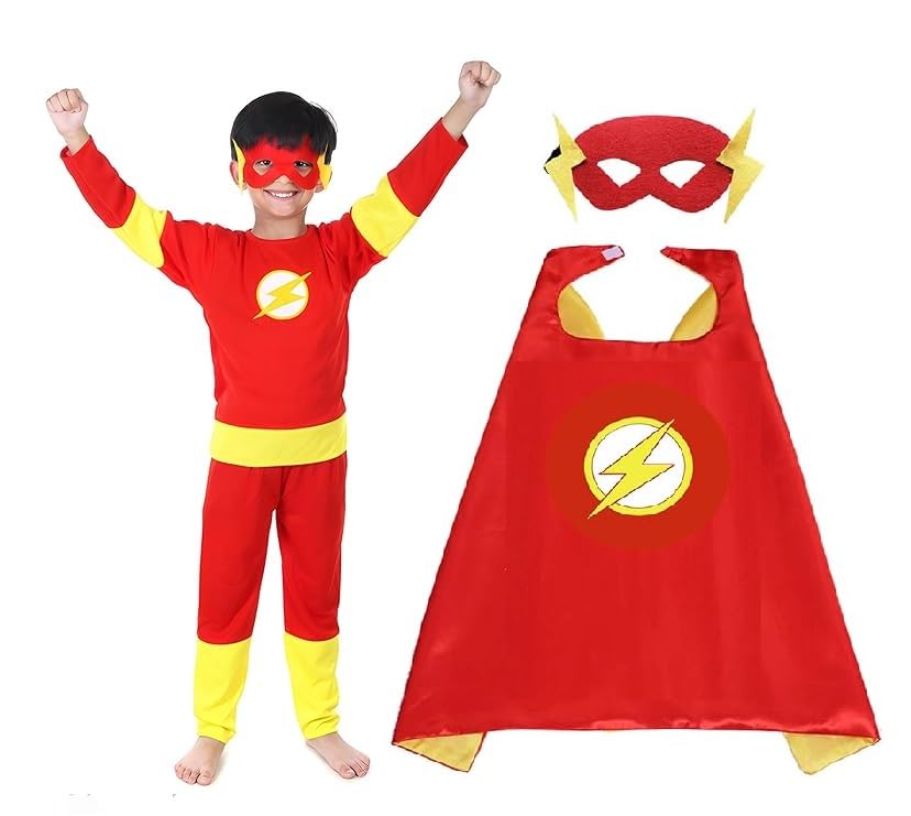 PRUEDDLE KIDS Hosiery Fabric Superhero Costume dress For Kids Halloween Cosplay Fancy dress Outfit for Boys and Girls (Only Dress With Cape)(7-8 Year) A3 (B0CZF3BX4C) Amazon Price History, Amazon Price Tracker