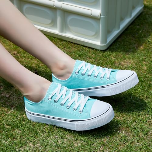 Image of ZGR Womens White Tennis Shoes for Women,Low Tops Lace up Canvas Sneakers
