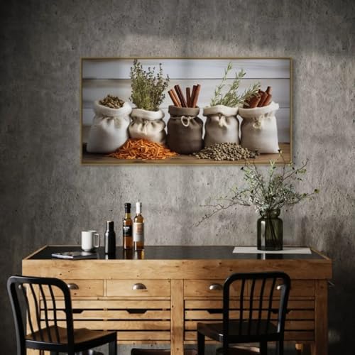 Impression unique herbes cuisine pour raviver un mur vide de salle à manger
